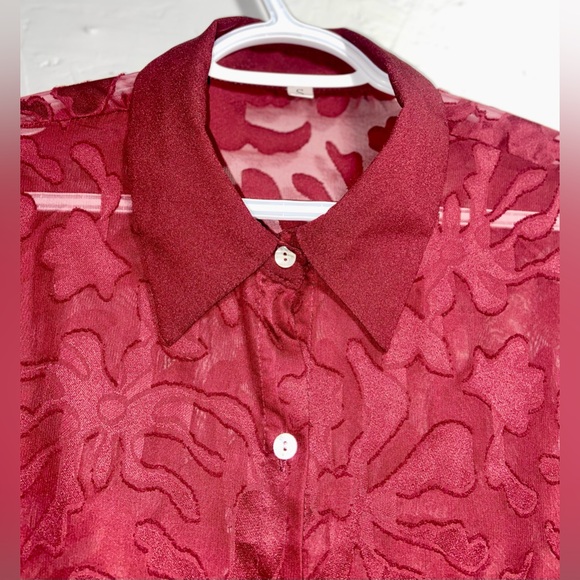 SHEIN Unity Button Front Sheer Shirt Sz Small - Picture 6 of 8